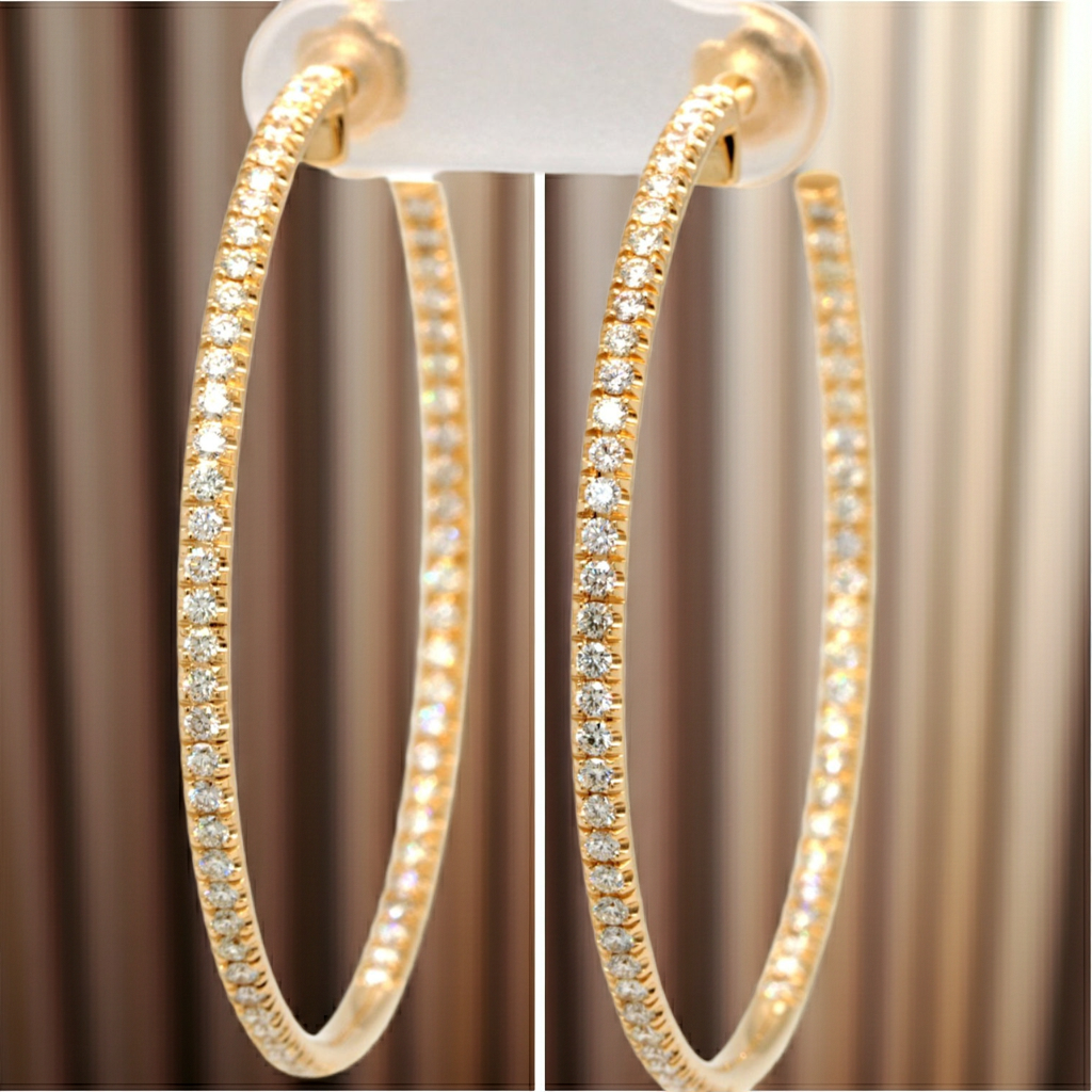 Orecchini a cerchio - 18 carati Oro giallo 2.00ct Diamante (Naturale)