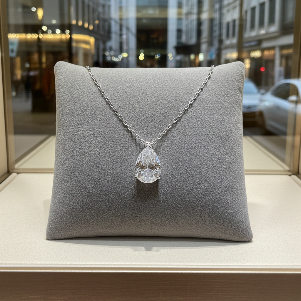 ciondolo punto luce taglio  gocce certificato HRD con diamante naturale 0,20ct