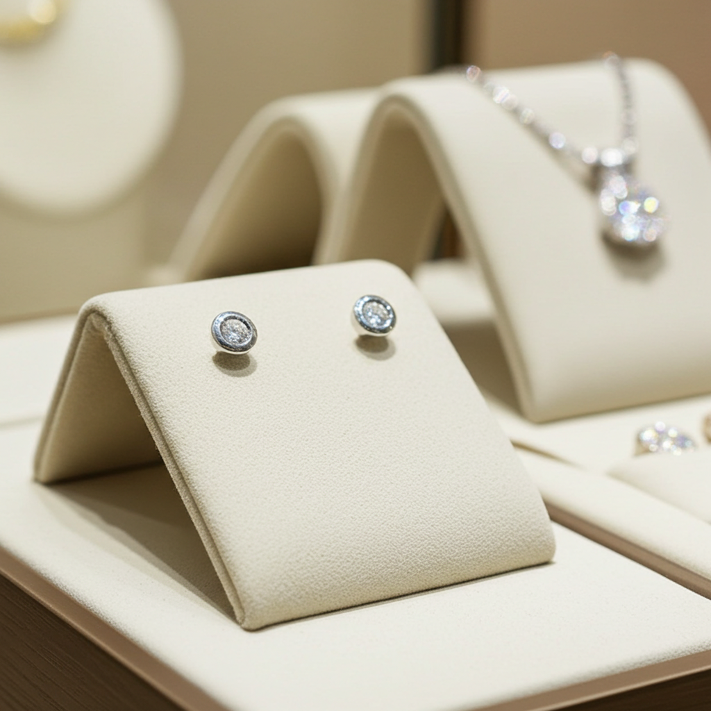 orecchini punto luce a cipollina in oro bianco 18k e 2 diamante naturale 0,70 ct