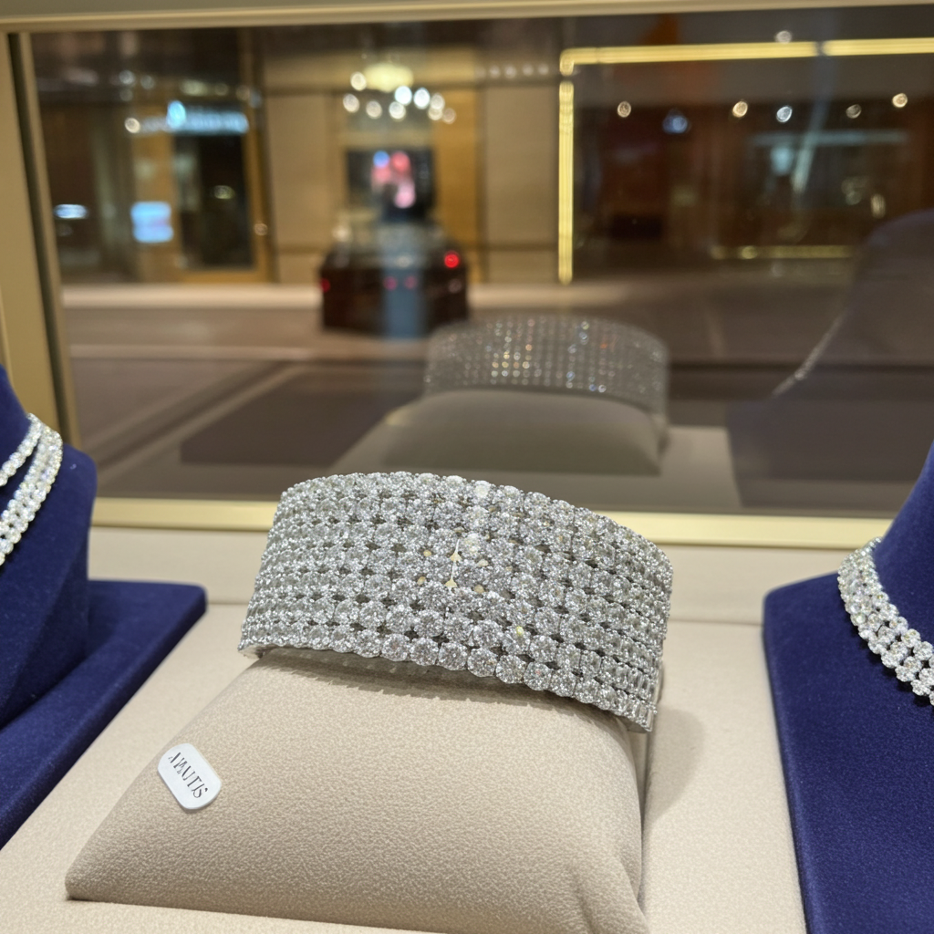 Bracciale tennis Rigido oro bianco e diamanti naturali 30ct