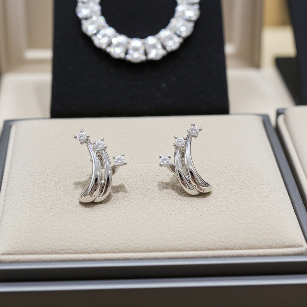 Orecchini Trilogy in Oro Bianco con 0.60ct Diamanti Naturali