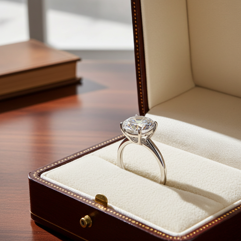 Anello solitario in oro bianco 18k e diamante naturale da 2.02 ct.  D IF