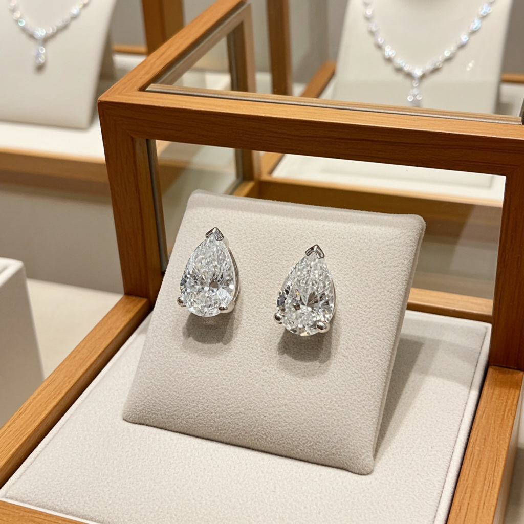 Orecchini - 18 carati Oro bianco - 0.44ct. tw. Diamante (Naturale) - Pera