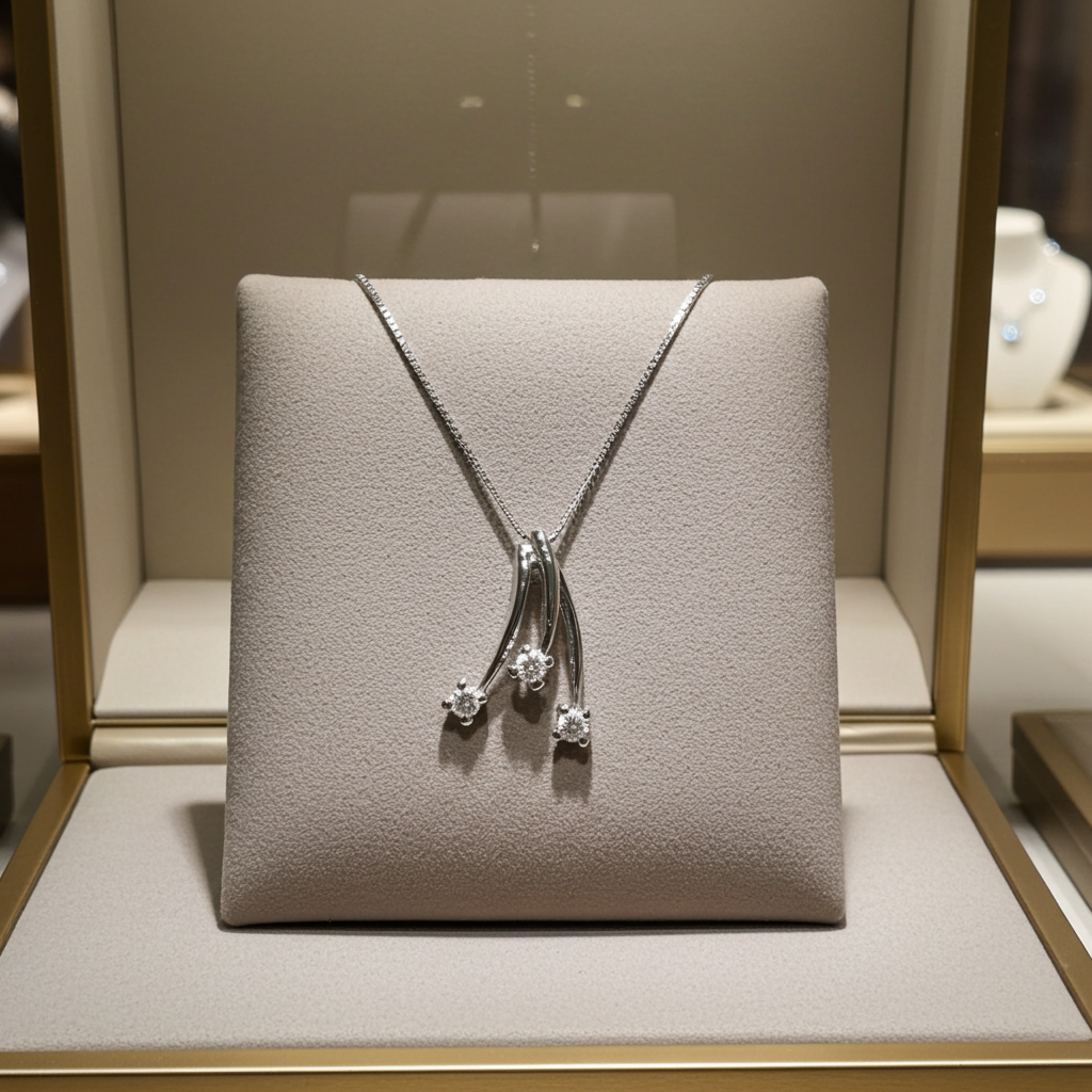 Collana con pendente trilogy con 0.60ct Diamanti Naturali  in oro bianco 18kt