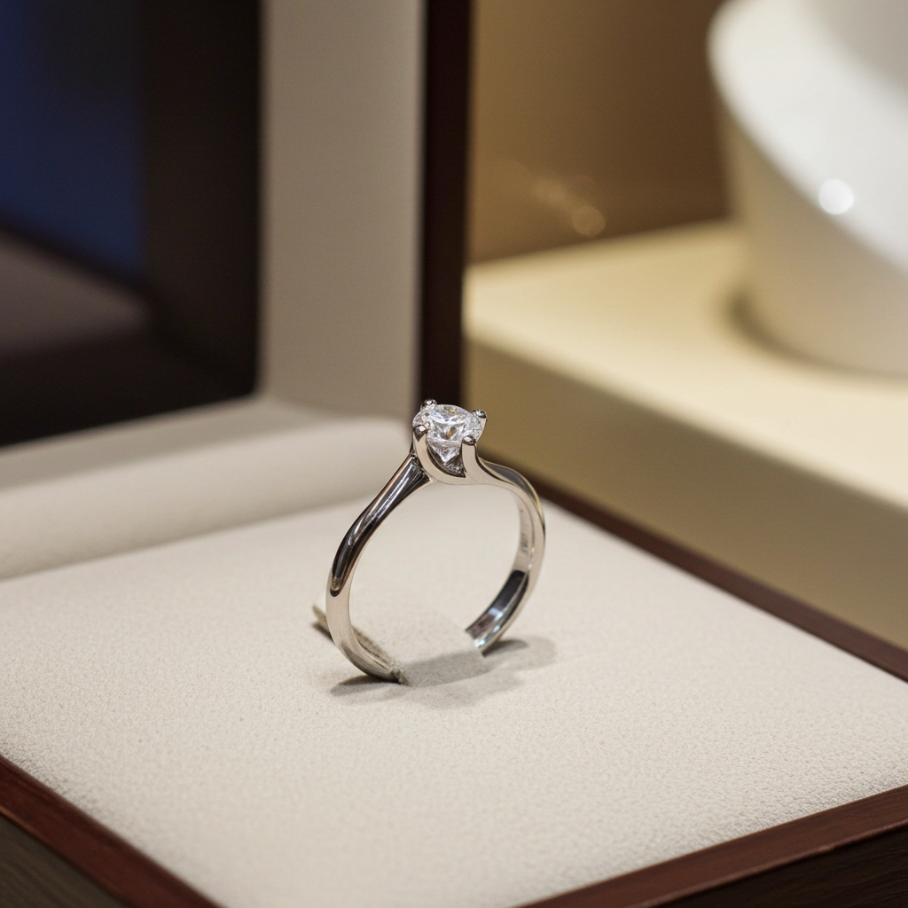 Anello solitario diamante naturale 0.45ct certificato IGI D IF