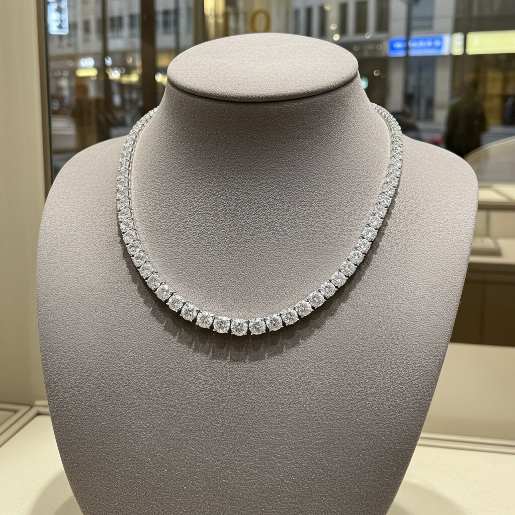 Collana tennis in oro bianco e diamanti naturali 43 ct