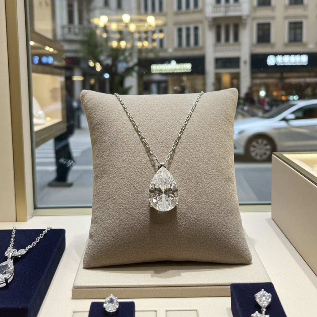 ciondolo punto luce taglio  gocce certificato HRD con diamante naturale 0,20ct