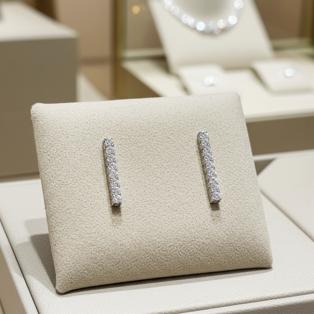 orecchini tennis in oro bianco 18k e 1 fila diamanti naturali 1,60ct