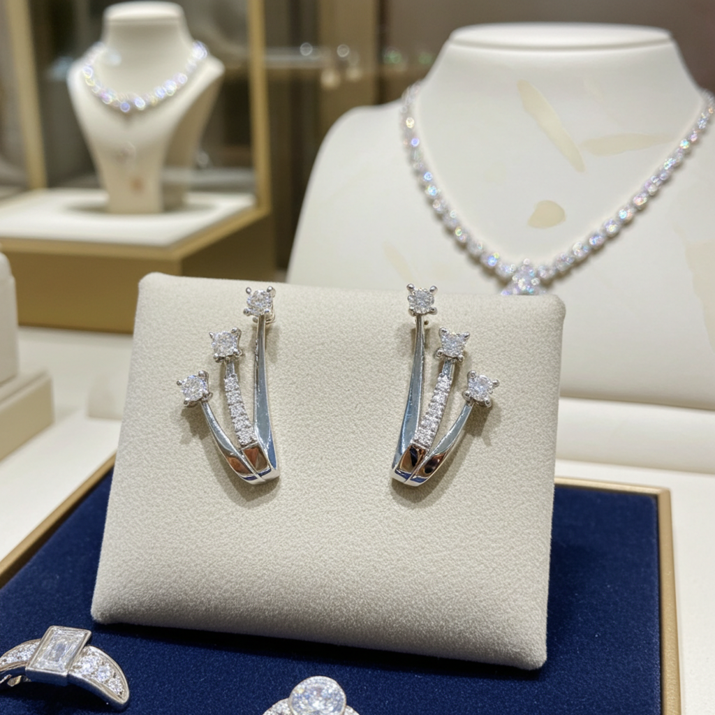 Orecchini Trilogy in Oro Bianco con 0.37ct Diamanti Naturali