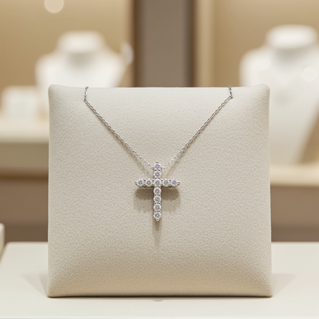 ciondolo croce certificato HRD con diamanti naturali 1,01ct