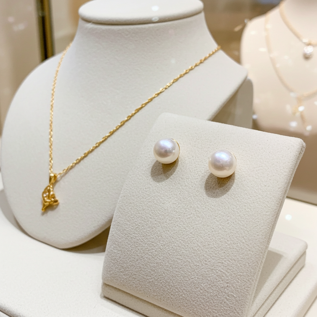 Orecchini - 18 carati Oro giallo Perla bianca - Akoya 8 mm