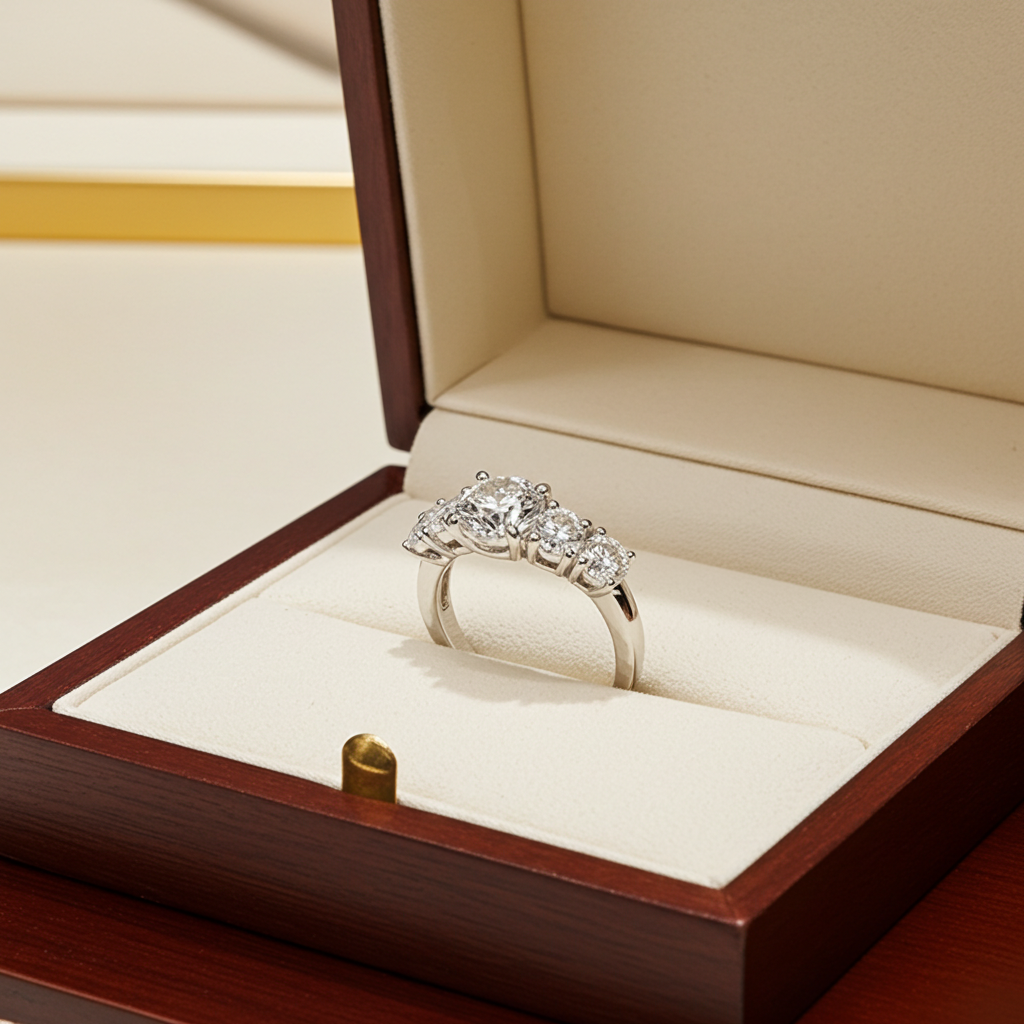 Anello fidanzamento in oro bianco 18k e diamanti naturali certificato igi 1.45ct