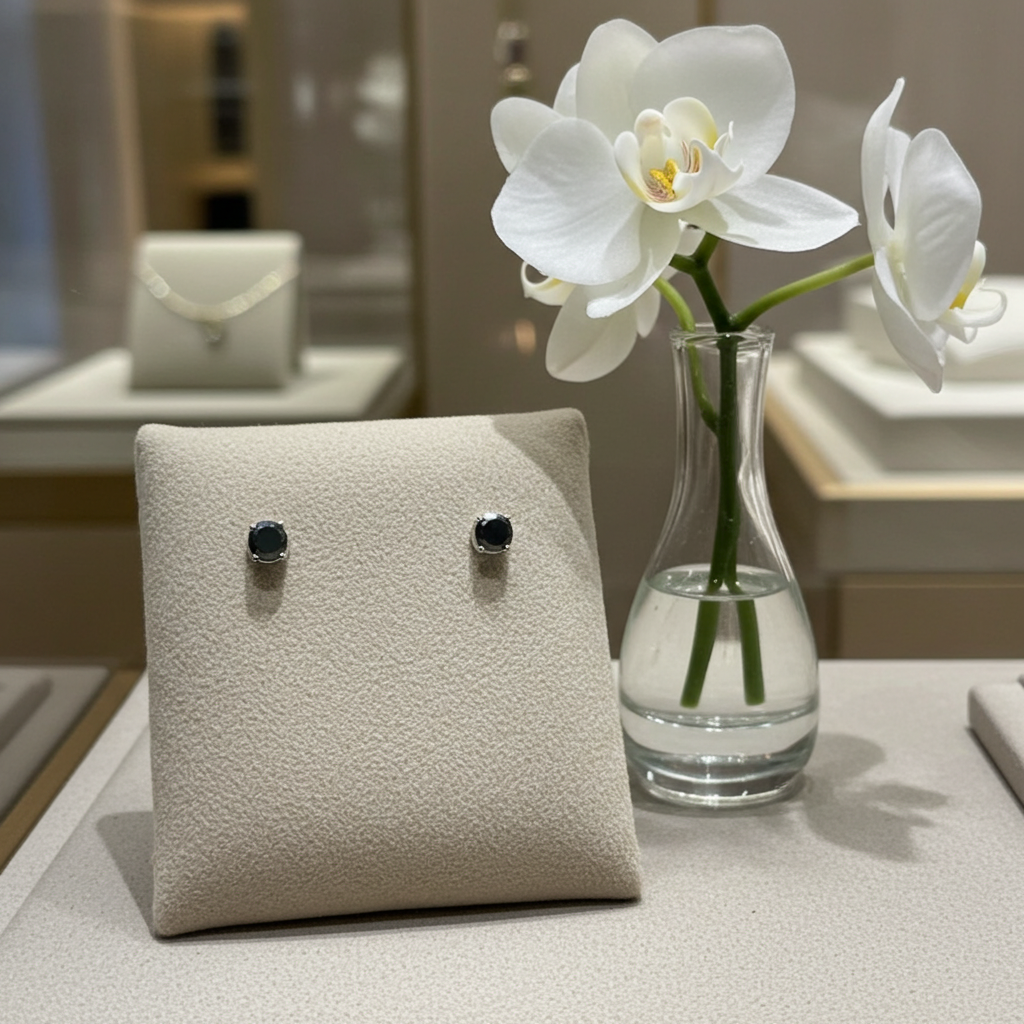 Orecchini punto luce con diamanti naturali neri 0.50 ct