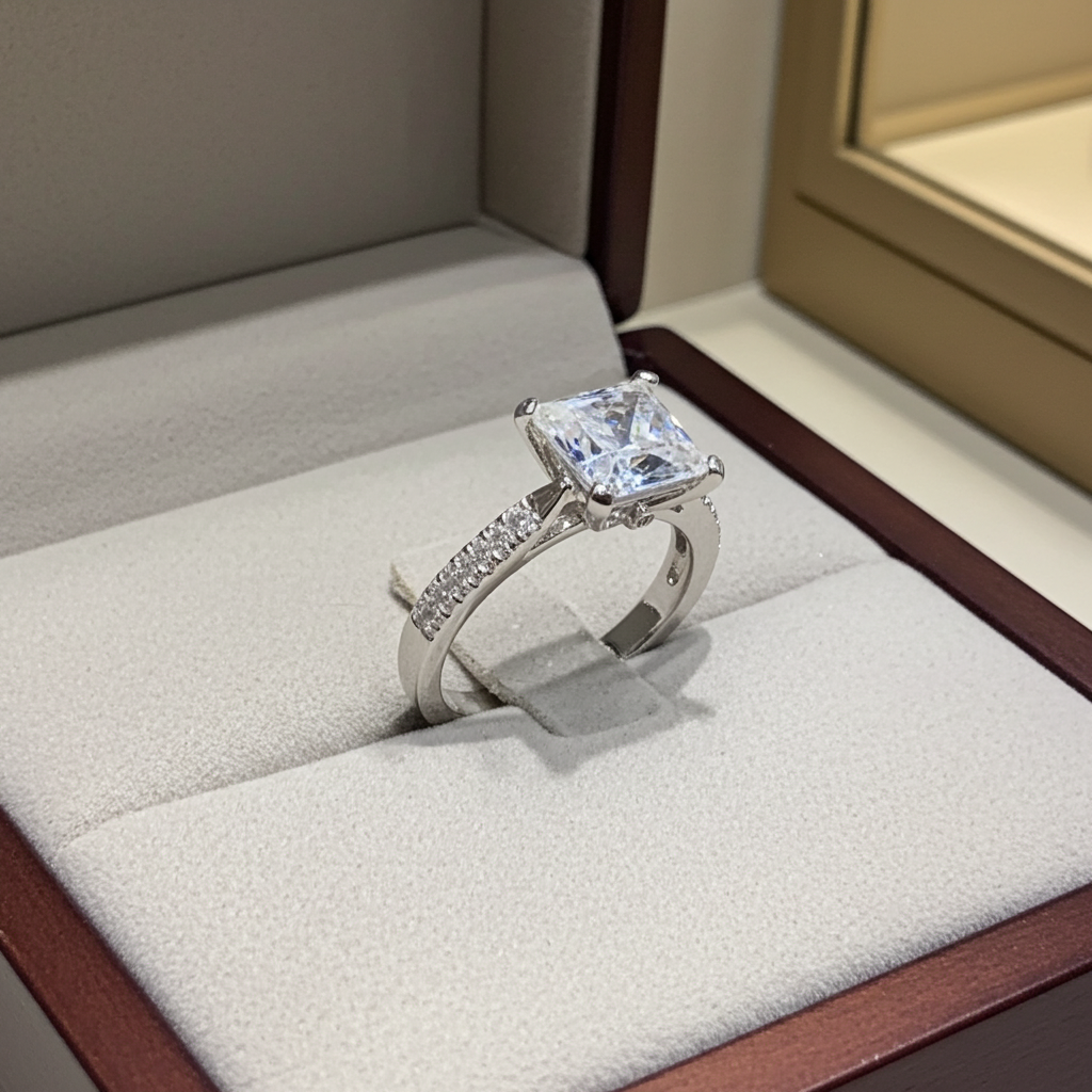 Anello fidanzamento in oro bianco 18k e diamanti naturali certificato igi 1.25ct