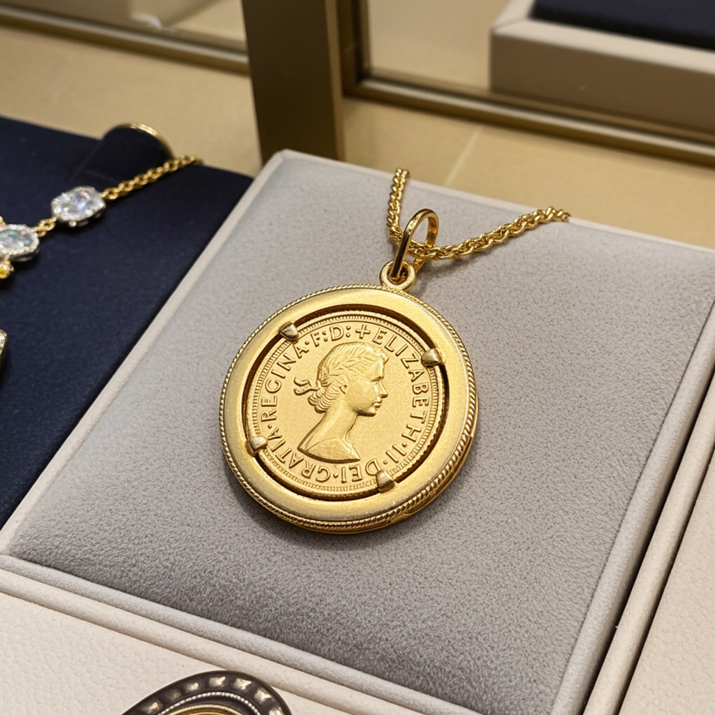 Collana - Ciondolo  oro con sterline oro 22k