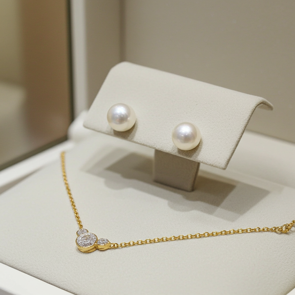 Orecchini - 18 carati Oro giallo Perla bianca - Akoya 8 mm