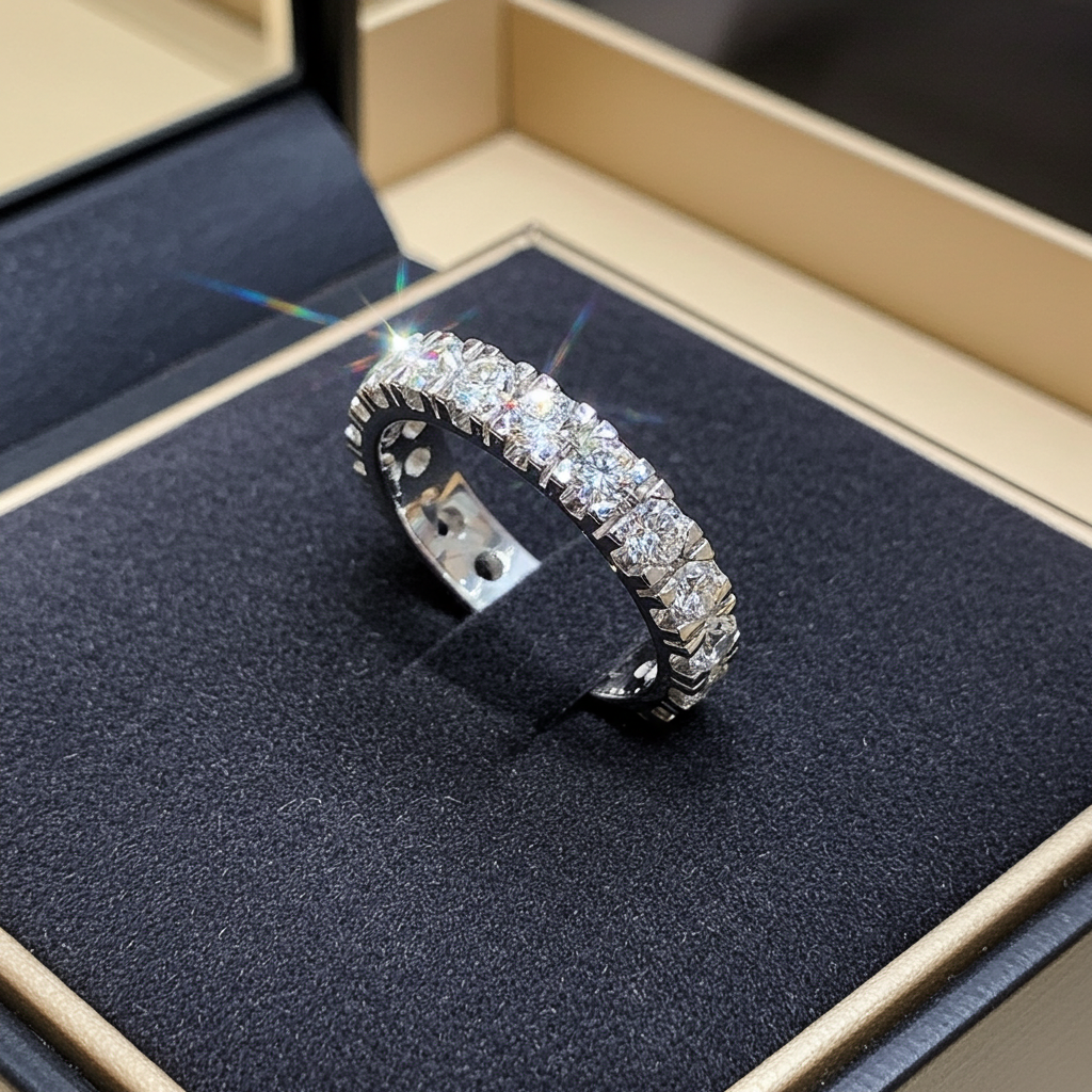 anello veretta in oro bianco 18k con diamanti naturali 1,45 ct