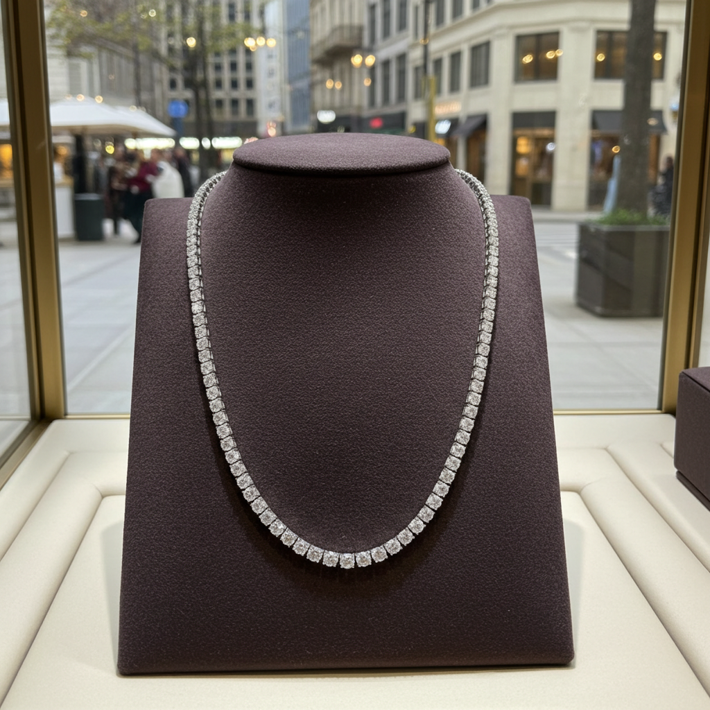 Collana collier tennis in oro e diamanti naturali 3.50ct certificato IGI