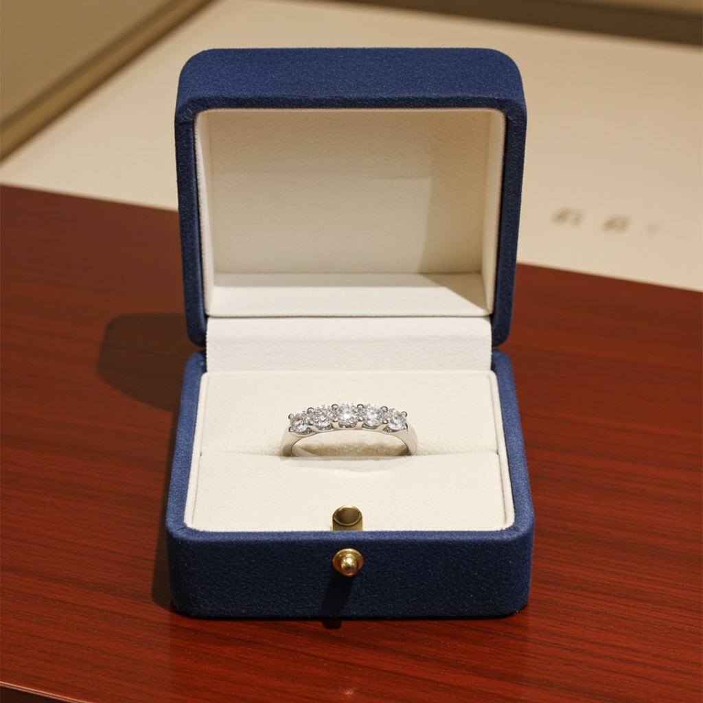 Anello veretta certificato HRD in oro bianco 18k e 5 diamanti  naturali 1,25 ct