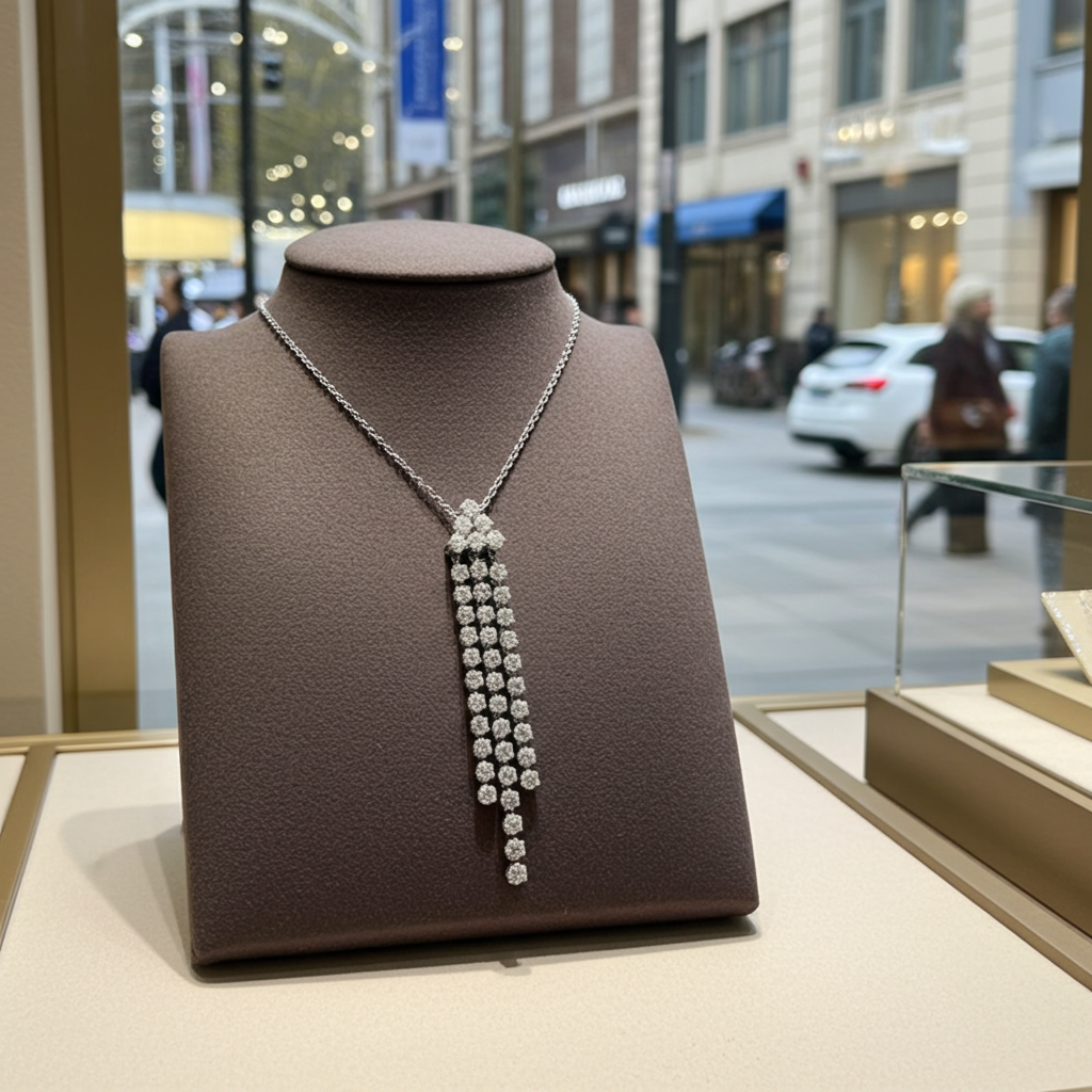 Collana con ciondolo - 18 carati Oro bianco - 2.02ct. tw. Diamante  Naturale