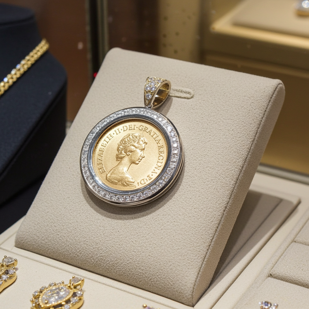 Ciondolo in oro con sterline 22k e diamanti naturali 1.10ct