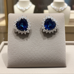 Orecchini - 18 carati Oro bianco Zaffiro - Diamante