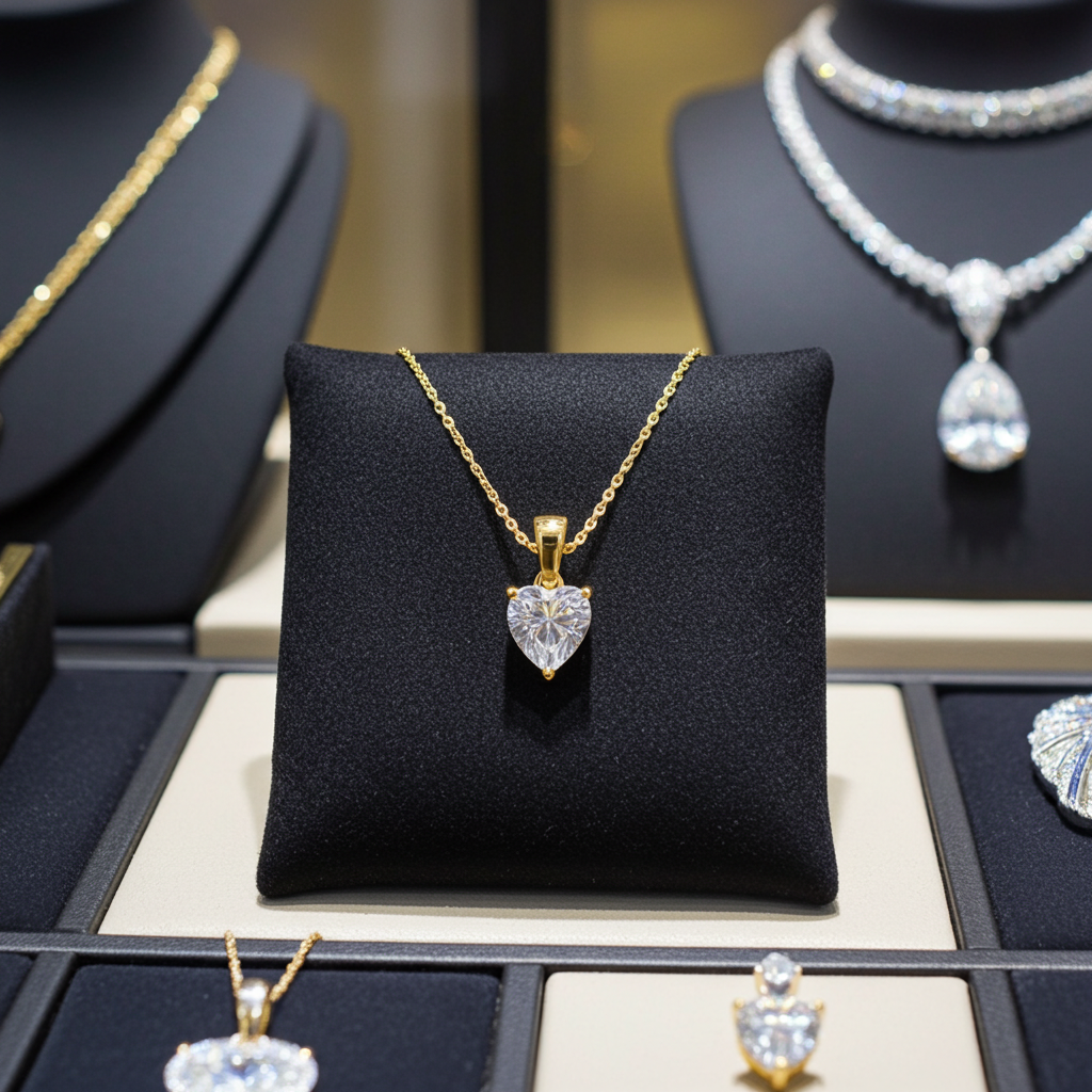 Ciondolo punto luce taglio cuore e diamante naturale 0,20 ct