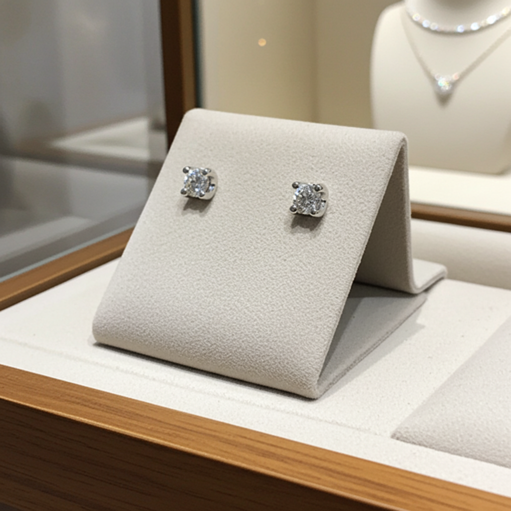 orecchini punto luce certificato HRD in oro bianco 18k e 2 diamanti naturali 0,80 ct