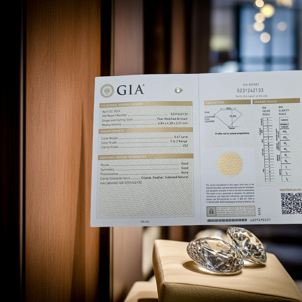 Diamante naturale pera certificato GIA  0.67ct