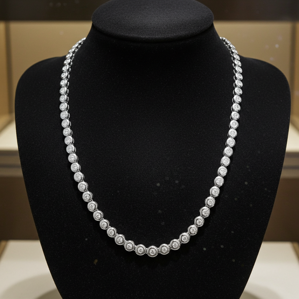 Collana tennis a cipollina in oro e diamanti naturali 6.40ct