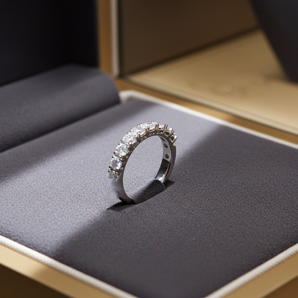 Anello veretta a 9 diamanti naturali 1.35 ct certificato IGI D VVS1