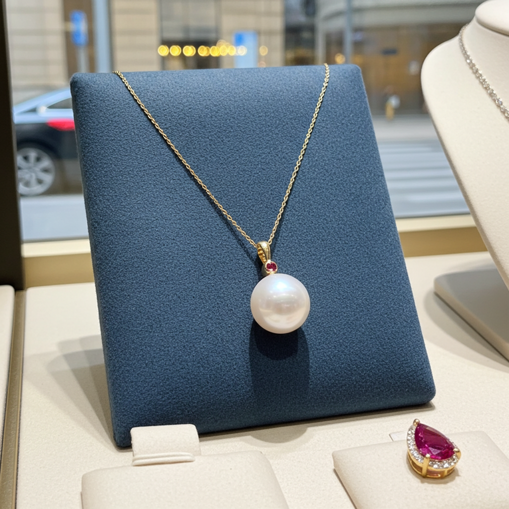 Collana - 18 carati Oro bianco  Diamante Naturale- Akoya 8-8,5 mm