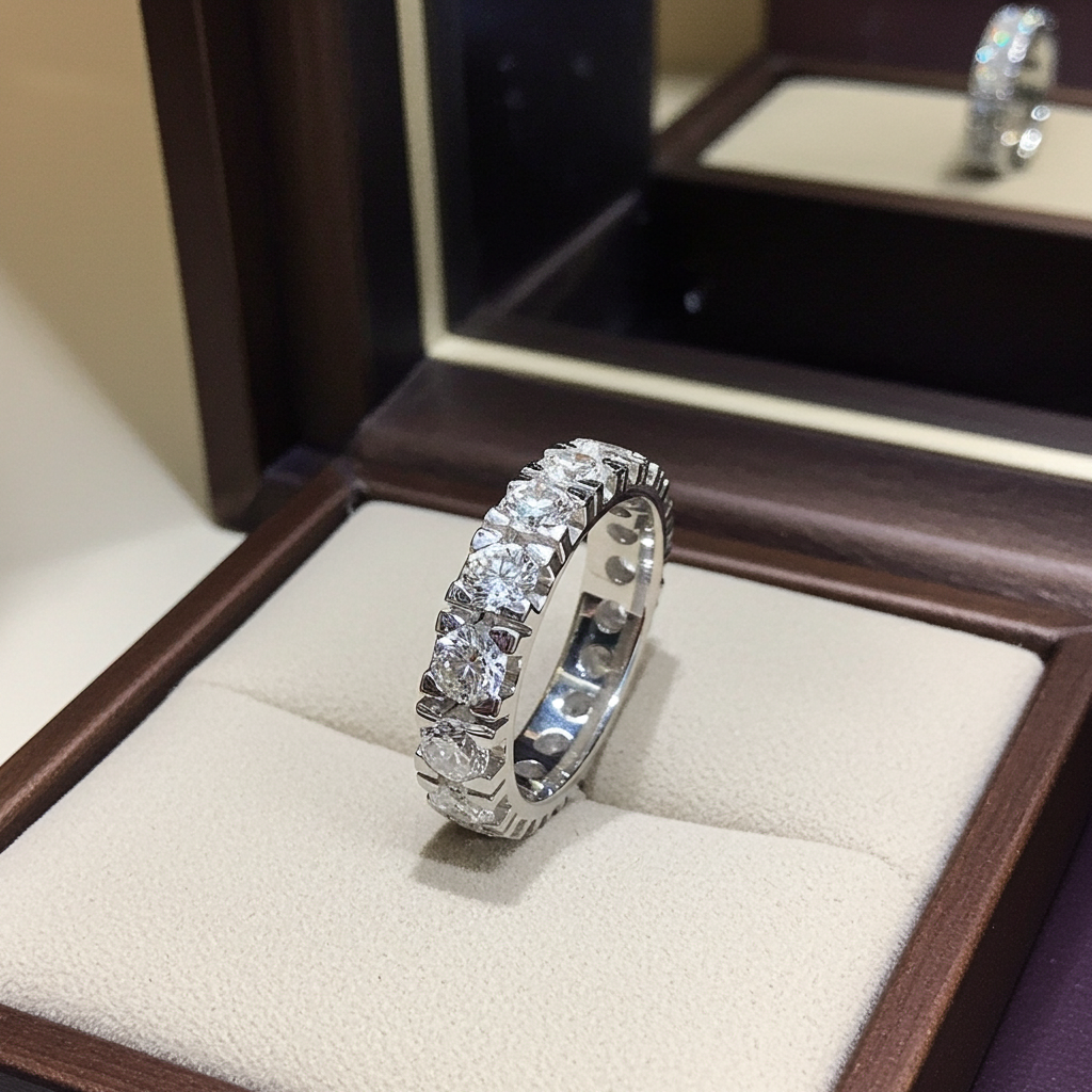 Anello Riviera - 18 carati Oro bianco - 3.40ct. tw. Diamante (Naturale)