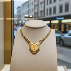 Collana in oro giallo 18k  con diamanti naturali 0.81 ct e sterline d'oro 22k