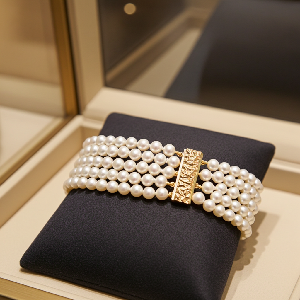 Bracciale in oro 18k e perle naturale akoya