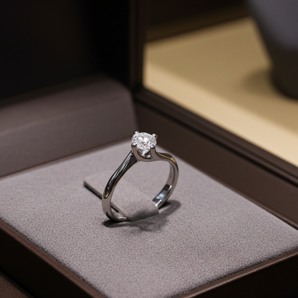 Anello solitario con diamante naturale 1.00 ct certificato IGI D IF