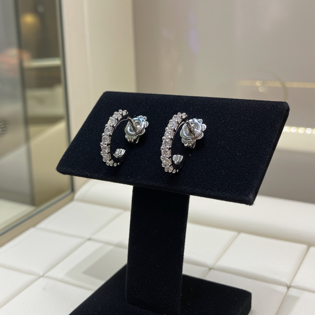 Orecchini Mezza Luna Certificato HRD ANTEERP e diamanti naturali 0,88 ct