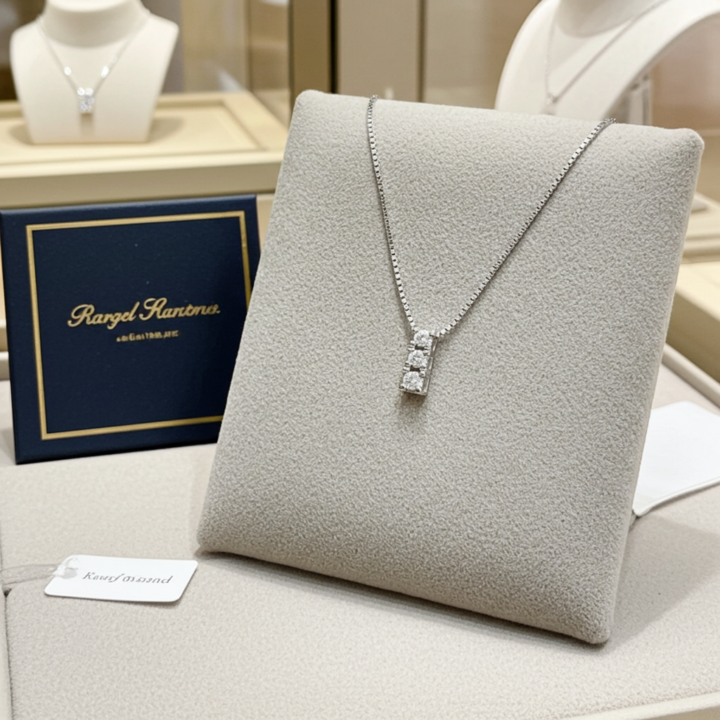 Collana con pendente Trilogy piccolo a scalare con diamanti carati 0.60 ct