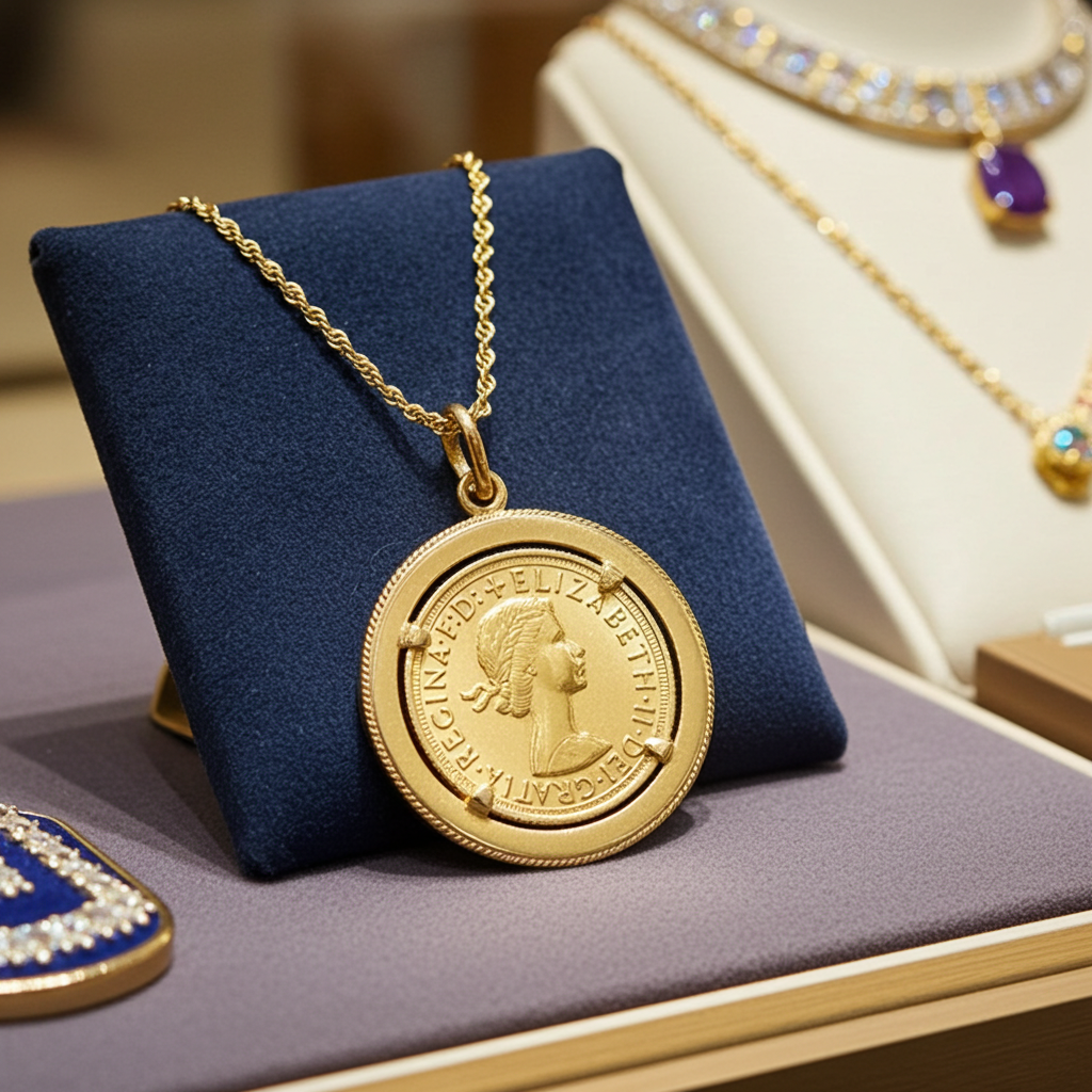 Collana - Ciondolo  oro con sterline oro 22k