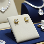 orecchini punto luce quadrato in  oro Giallo e 2 diamanti naturali 0,50 ct