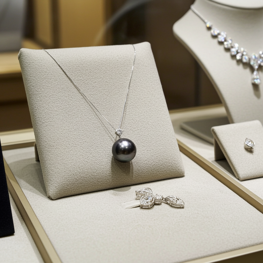 Collana - 18 carati Oro bianco  Diamante Naturale- Akoya 8-8,5 mm