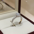 Anello fidanzamento in oro bianco 18k e diamanti naturali certificato igi 0.90ct