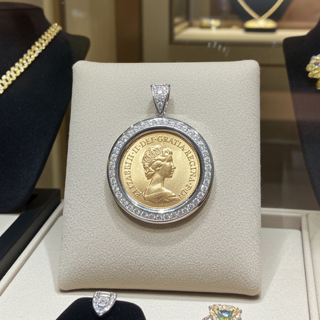 Ciondolo in oro con sterline 22k e diamanti naturali 1.10ct