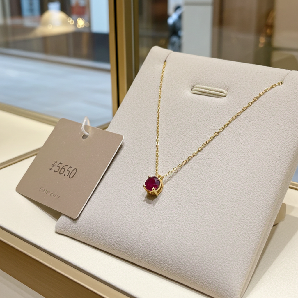 ciondolo punto  luce in oro Giallo 18k e rubino naturale 0,50ct