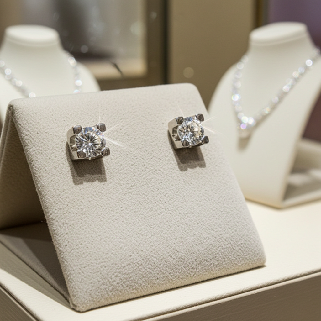 orecchini punto luce certificato HRD con 2 diamanti naturali 1,01 ct