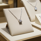 ciondolo punto luce certificato HRD in oro bianco diamante naturale  0,31 ct