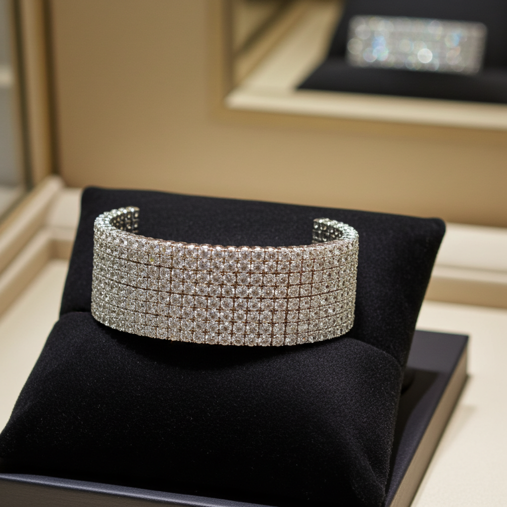 Bracciale tennis Rigido oro bianco e diamanti naturali 30ct