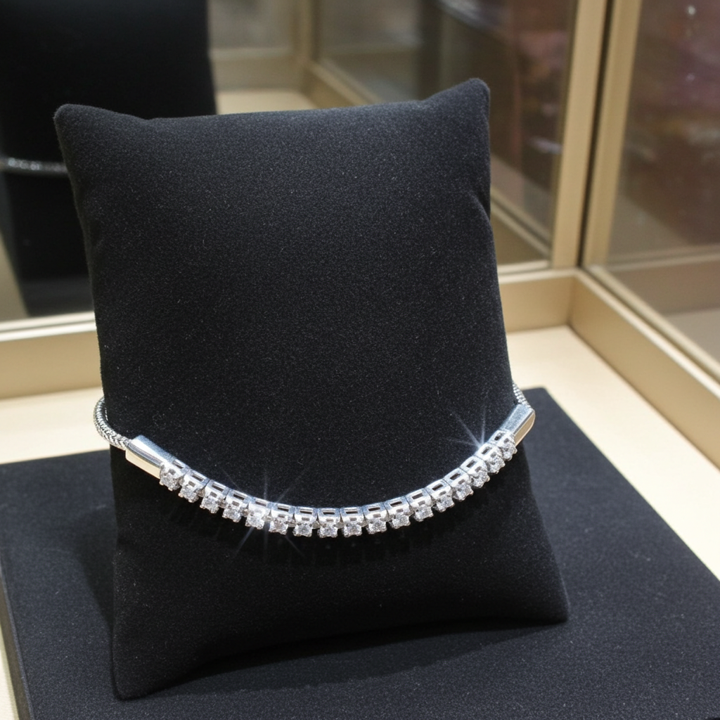 Bracciale Mezza  tennis - 18 carati Oro Bianco - 1.50ct. tw. Diamante (Naturale)