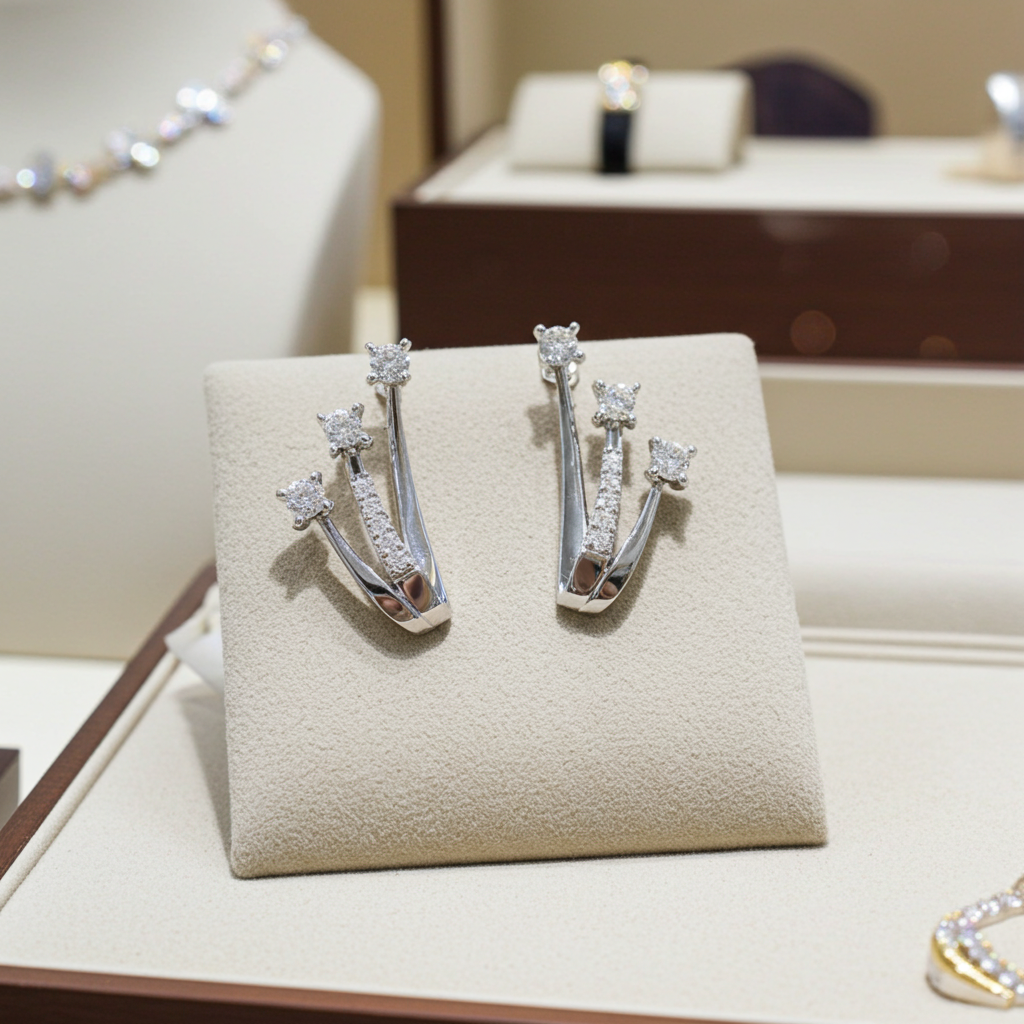 Orecchini Trilogy in Oro Bianco con 0.37ct Diamanti Naturali