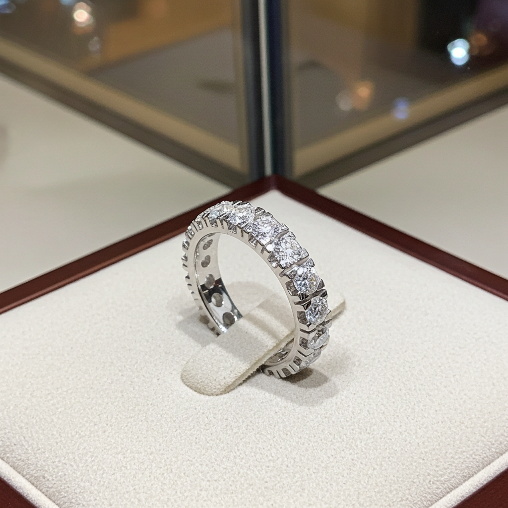 Anello veretta in oro bianco 18k con diamanti naturali  3,85 ct